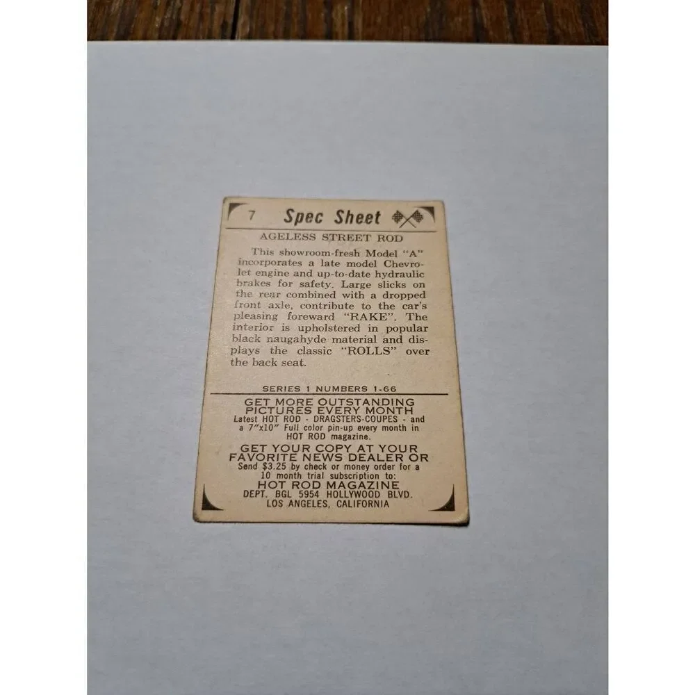 Vintage 1965 Hot Rod Magazine #7 Ageless Street Rod Modal A Trading Card